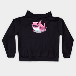 Cute Pink Shark  Pixel Kids Hoodie
